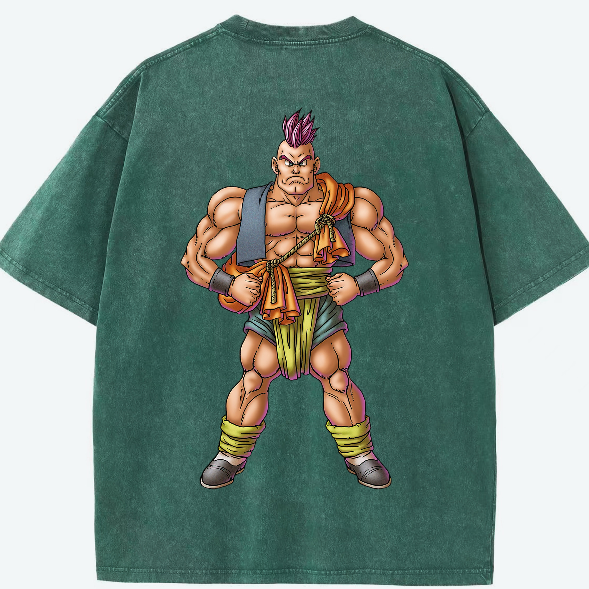 （画像用） ドラゴンクエスト Doragon Kuesuto Dragon Quest 綿100% ヴィンテージ風 半袖Tシャツ（背面プリント）